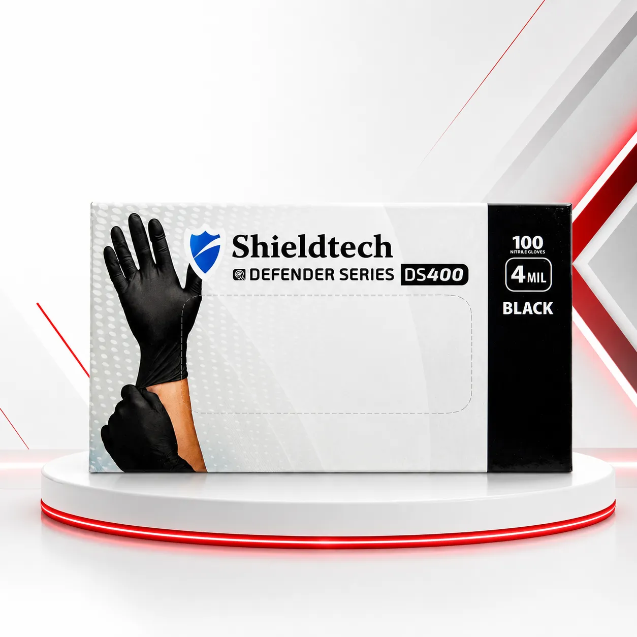 ShieldTech DS400 Black Nitrile Gloves – XLarge, Powder Free (100/Box)